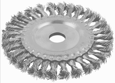 Корщетка -колесо,посадочный диаметр 22,2 мм витая проволка, нержавеющая сталь Профи 125 мм — Крепимир